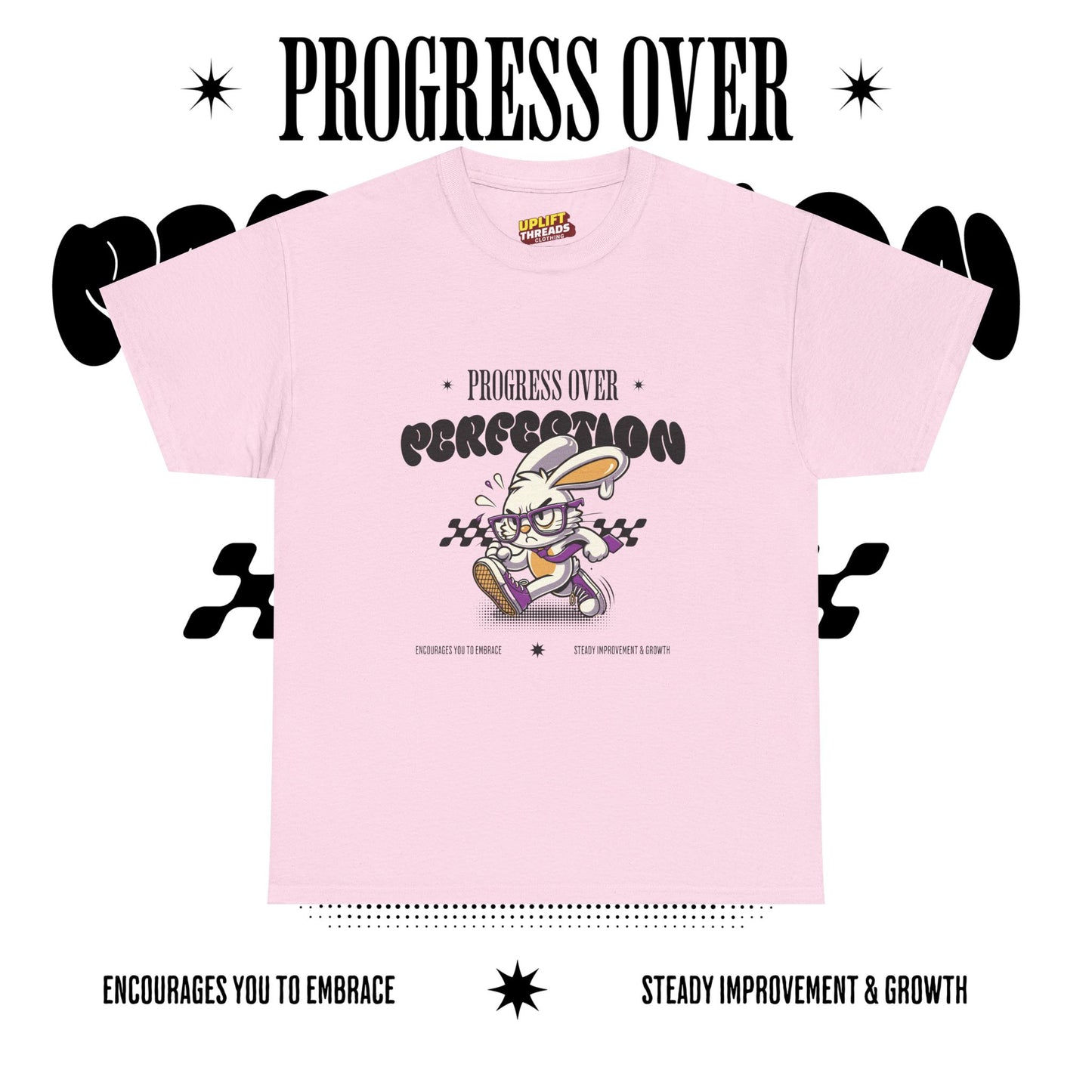 Motivational Unisex Heavy Cotton Tee - 'Progress Over Perfection'