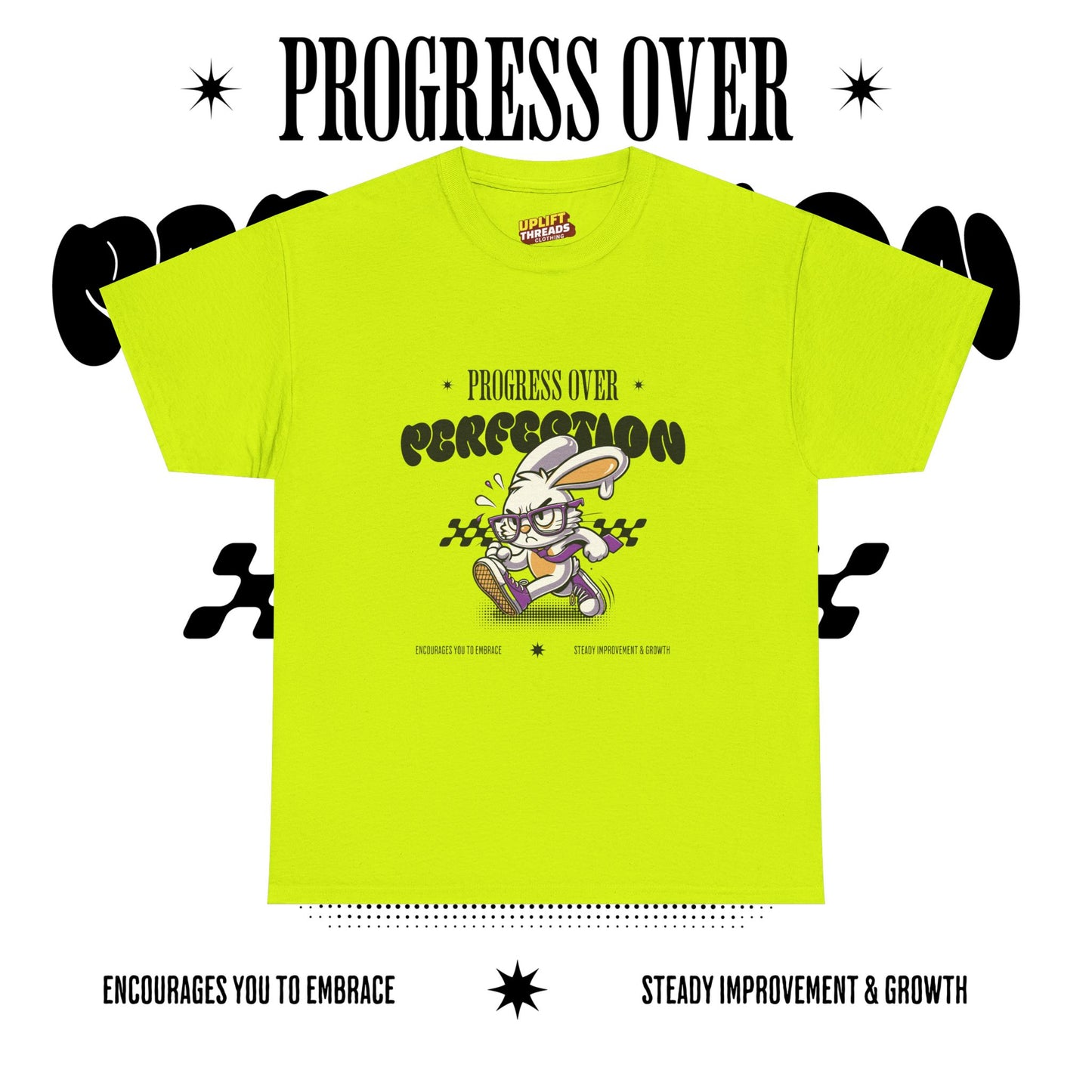 Motivational Unisex Heavy Cotton Tee - 'Progress Over Perfection'