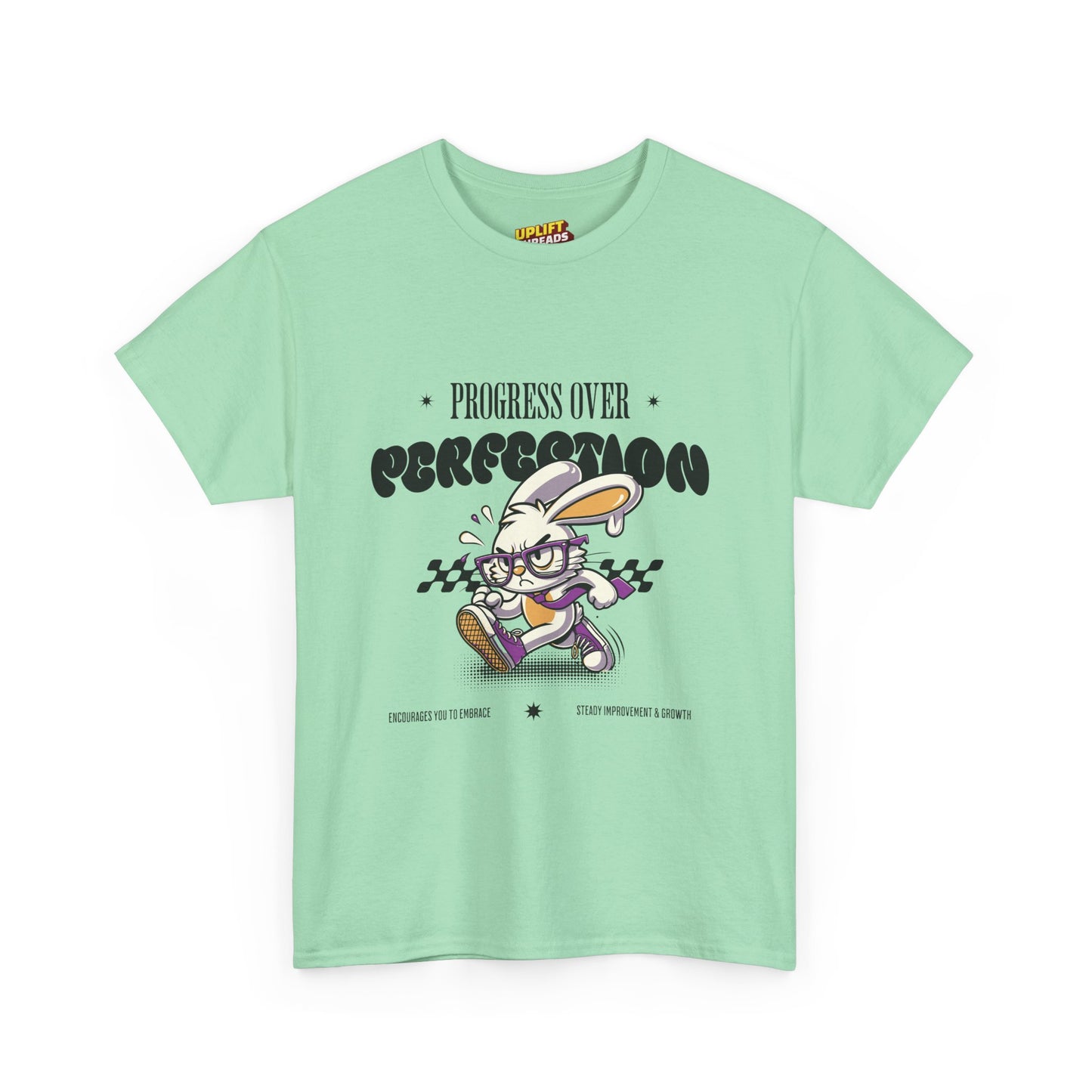 Motivational Unisex Heavy Cotton Tee - 'Progress Over Perfection'